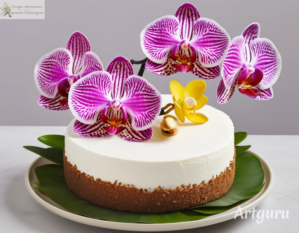 Орхидеи в кулинарии - Торт украшенный живыми орхидеями