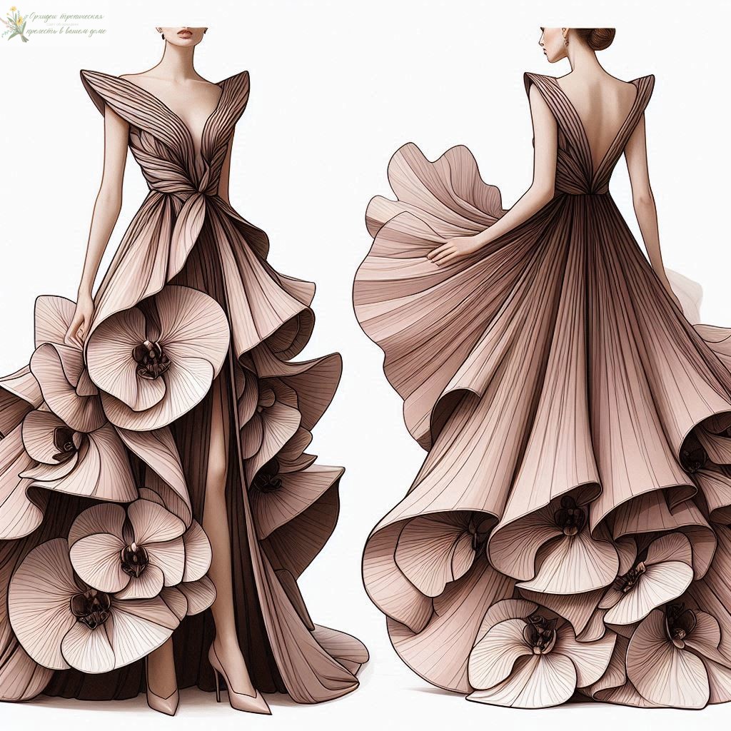 Орхидеи в мире моды- эскиз платья