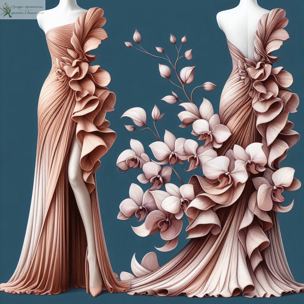 Орхидеи в мире моды - отделка платья эскиз