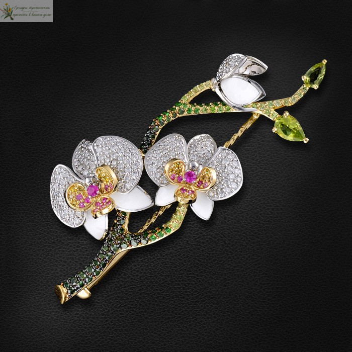 Орхидеи в мире моды - ювелирная брошь